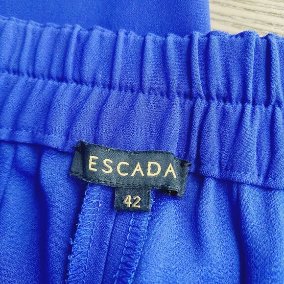 Escada Dress Pants 42 EU L US Royal Blue Lightweight Straight Pull-On Slacks - Picture 4 of 9